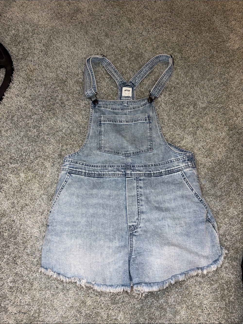 aerie Light Blue Denim Short Overalls